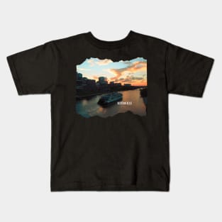 Cool sunset photography of Nashville Tennessee skyline sunset sky USA city break Kids T-Shirt